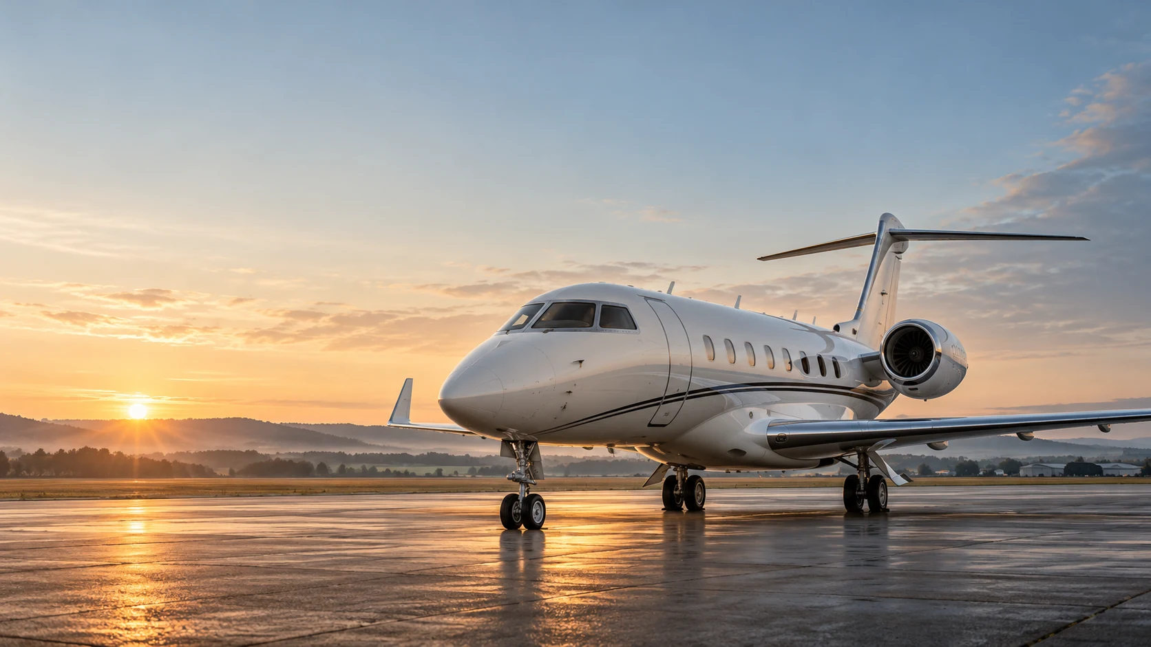 Illustrative private aircraft on an airport apron